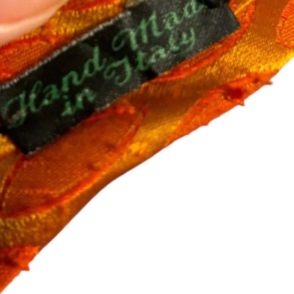 Vintage Colosseo Di Roma Terylene Orange‎ Textured Tie